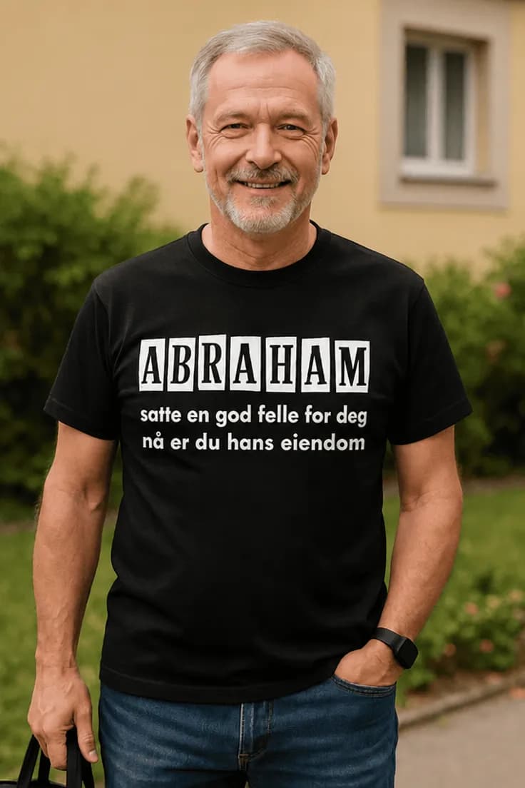 Morsom t-skjorte Abraham fanget deg – ABRAHAM