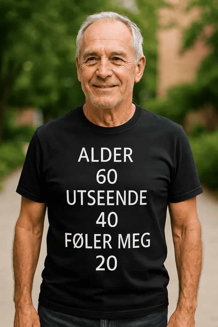 Morsom t-skjorte Alder 60 føler 20
