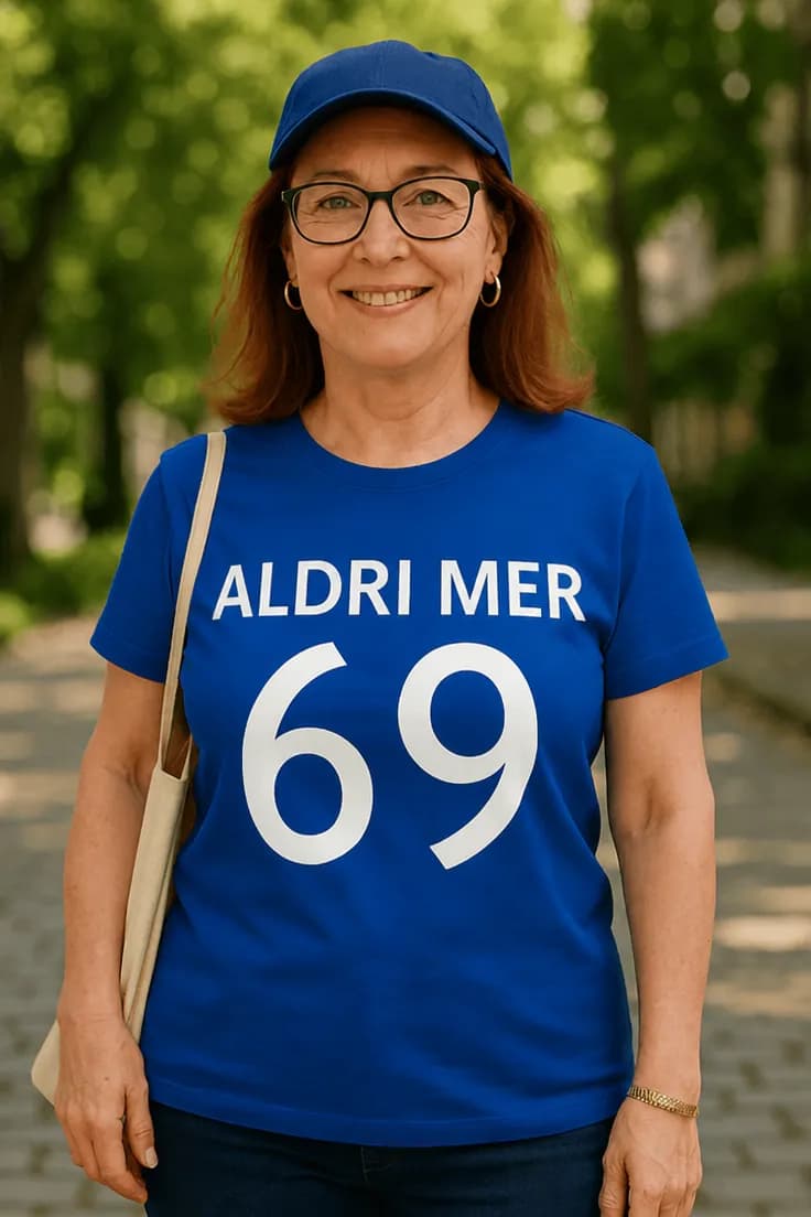 Morsom t-skjorte Aldri mer 69 - ALDRI MER 69