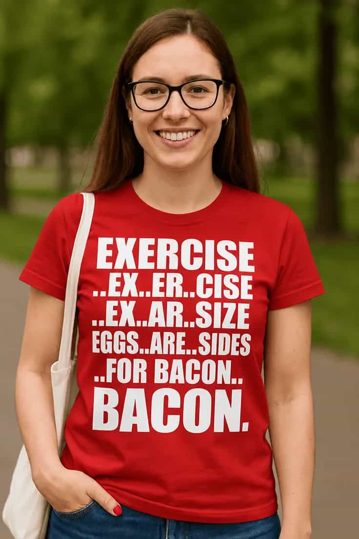 Morsom t-skjorte Bacon – EXERCISE ..EX..ER..CISE