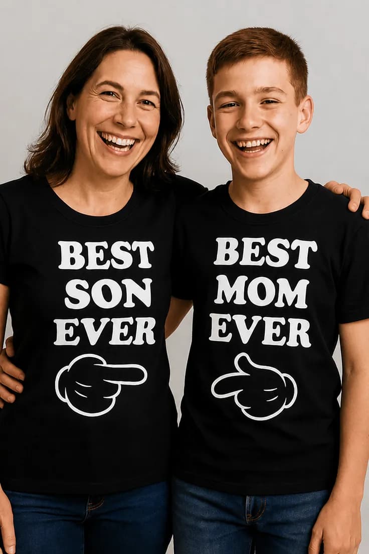 Morsom t-skjorte Best mamma og sønn BEST BEST SON MOM