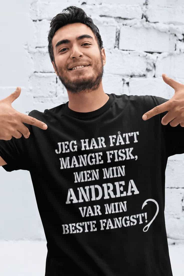 Morsom t-skjorte Beste fangst med navn