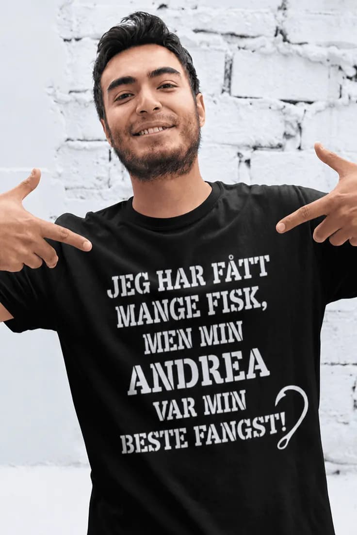 Morsom t-skjorte Beste fangst med navn