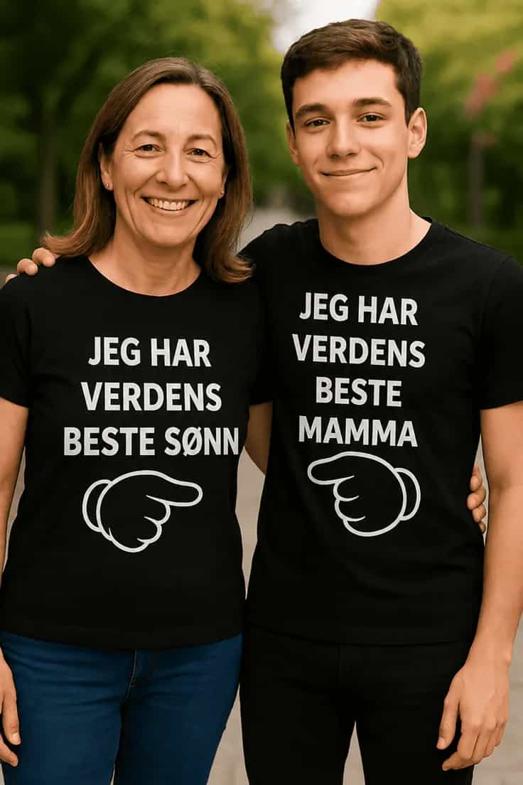 Morsom t-skjorte Beste sønn og mamma sett