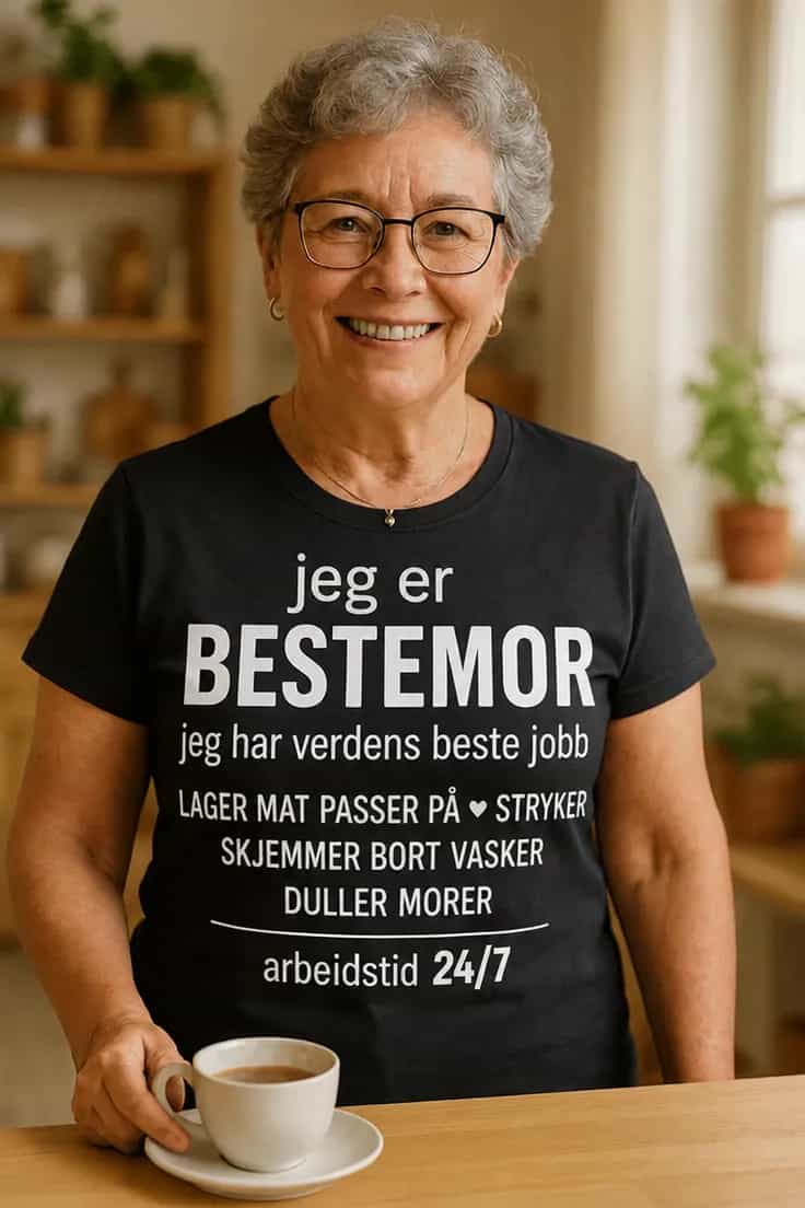 Morsom t-skjorte Bestemor beste jobb – jeg er