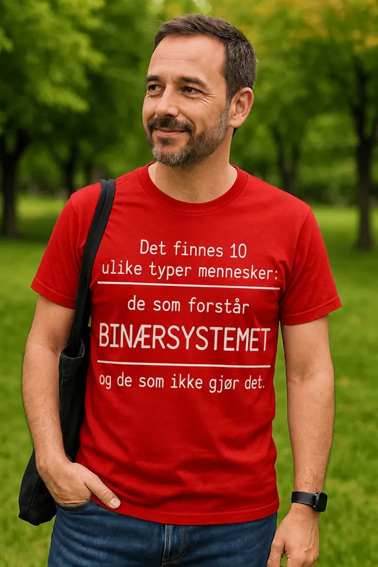 Morsom t-skjorte Binært system – Det finnes 10