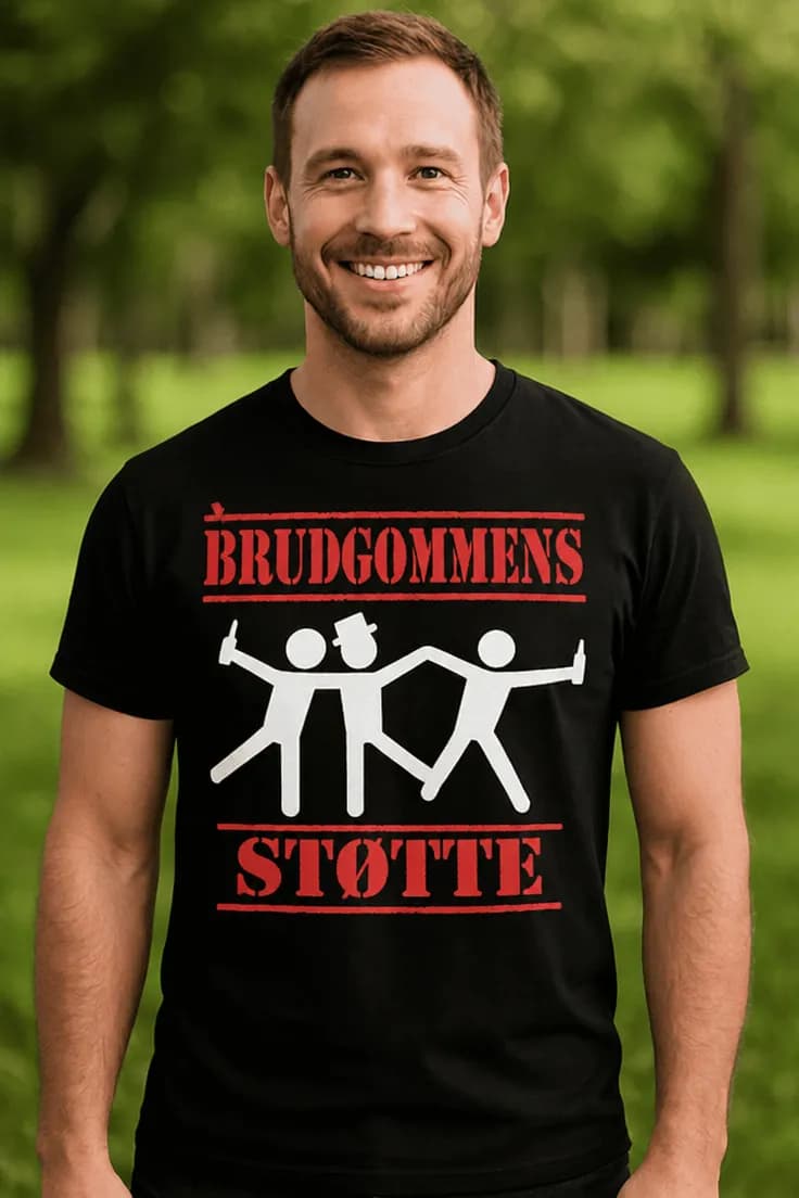 Morsom t-skjorte Brudgommens støtte – BRUDGOMMENS STØTTE