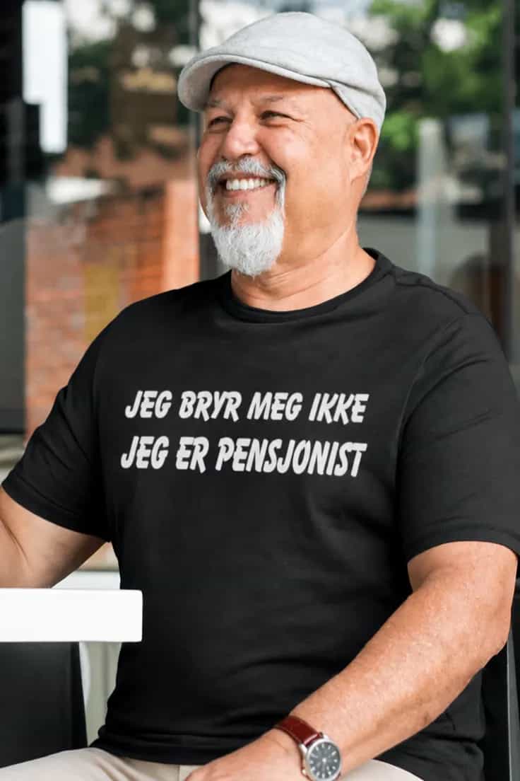 Morsom t-skjorte Bryr meg ikke pensjonist