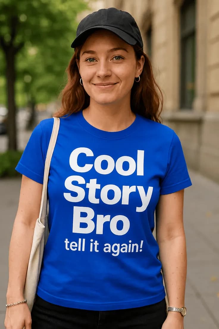 Morsom t-skjorte Cool story bro fortell igjen