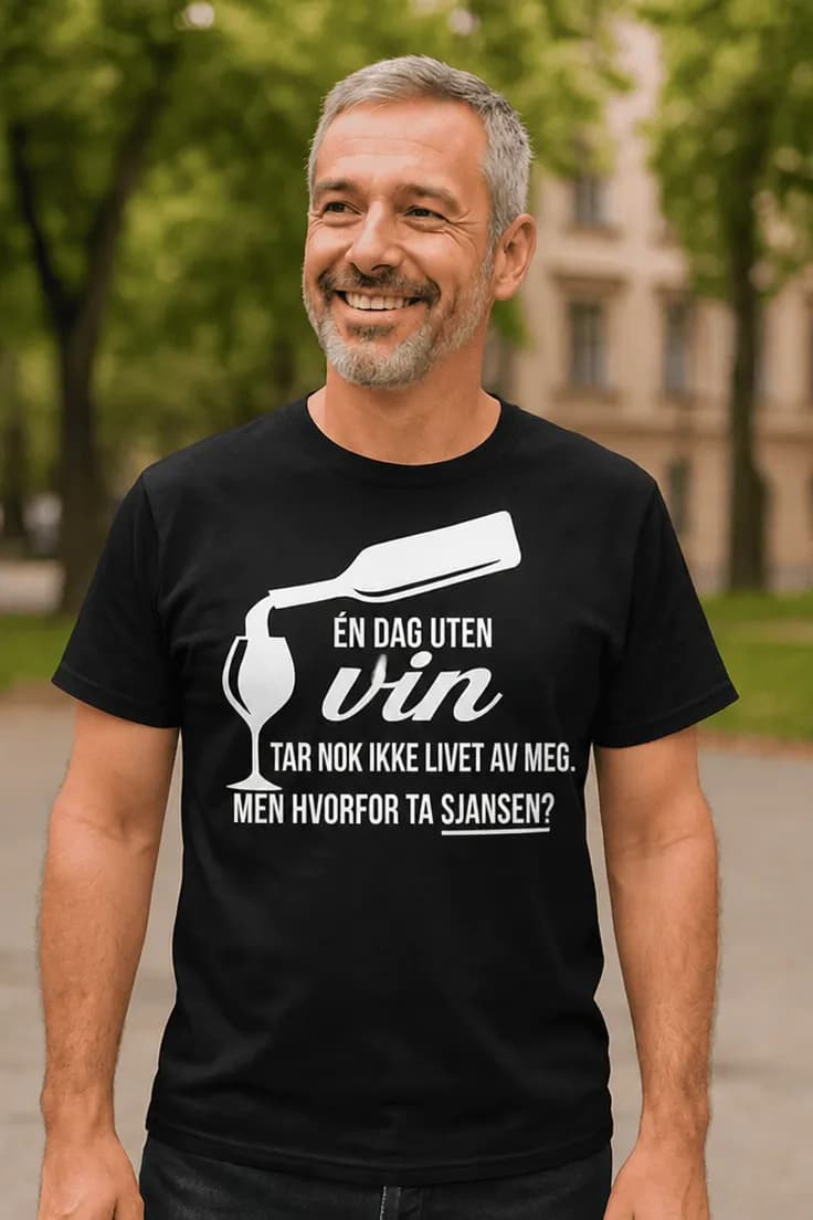Morsom t-skjorte Dag uten vin – ÉN DAG UTEN vin