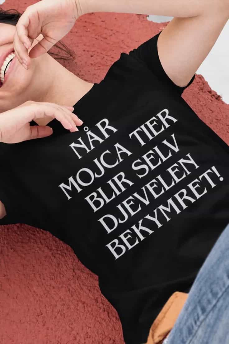 Morsom t-skjorte djevelen blir bekymret med navn