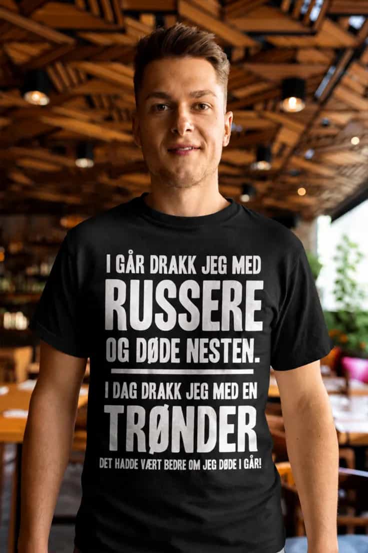 Morsom t-skjorte Drakk med en trønder