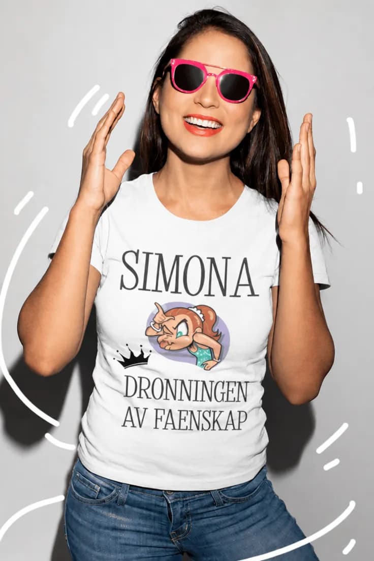 Morsom t-skjorte dronning av faenskap med navn