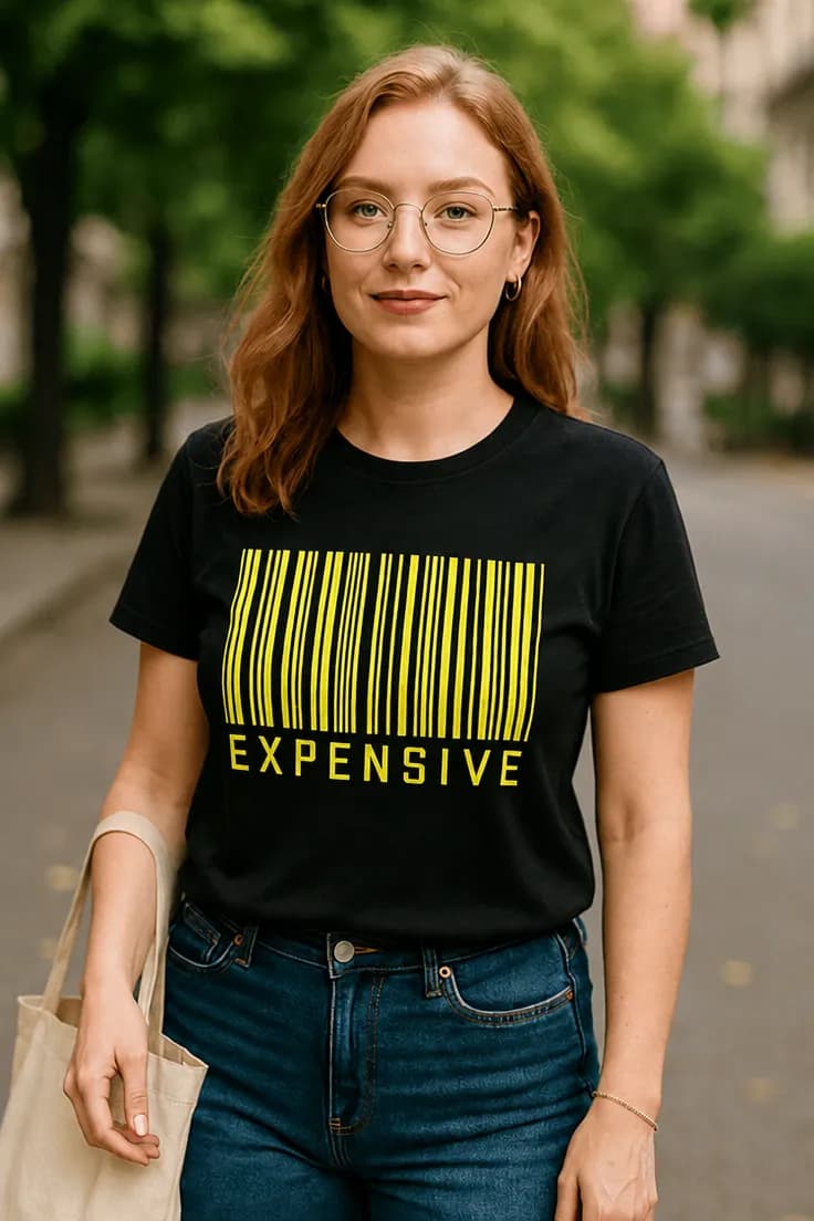 Morsom t-skjorte Dyr strekkode - EXPENSIVE