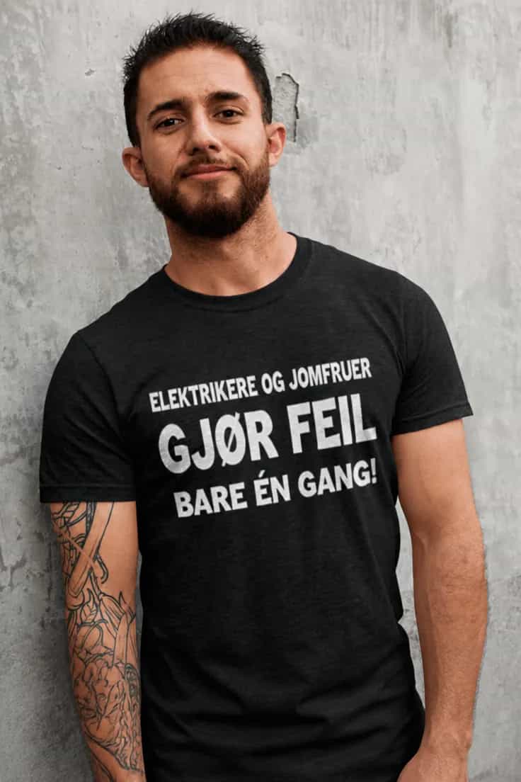Morsom t-skjorte elektrikere og jomfruer