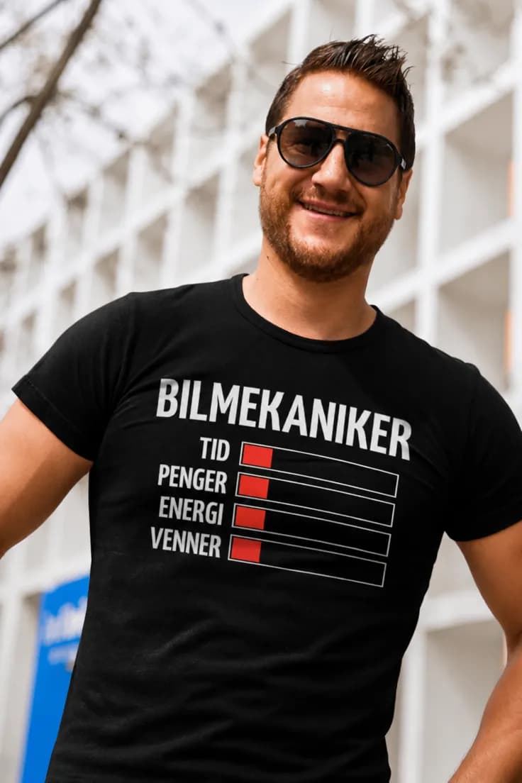 Morsom t-skjorte Energisk bilmekaniker – BILMEKANIKER