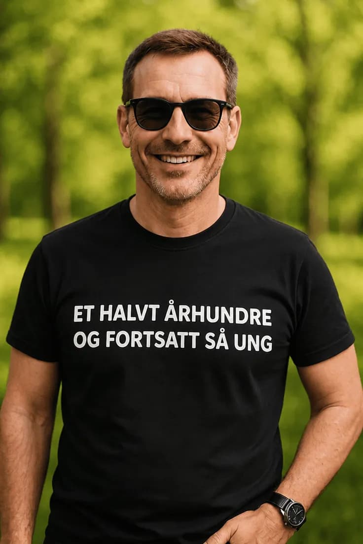 Morsom t-skjorte Et halvt århundre ung