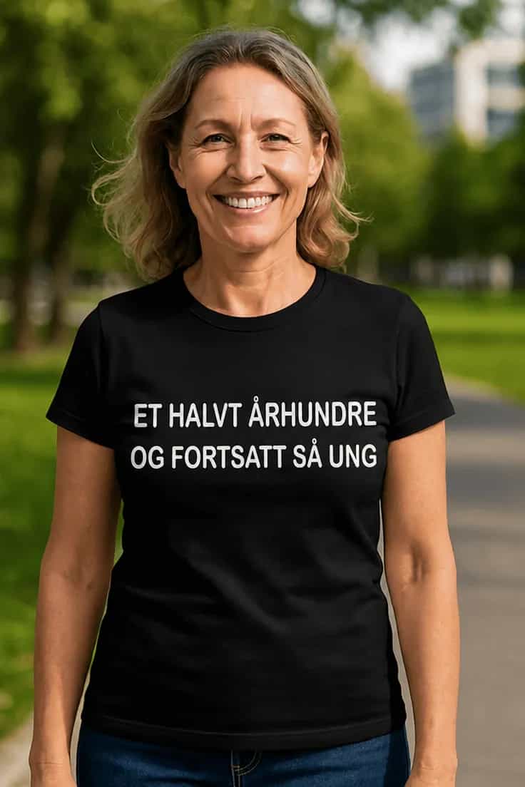 Morsom t-skjorte et halvt århundre ung