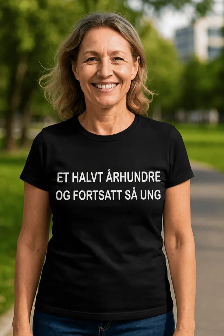 Morsom t-skjorte et halvt århundre ung