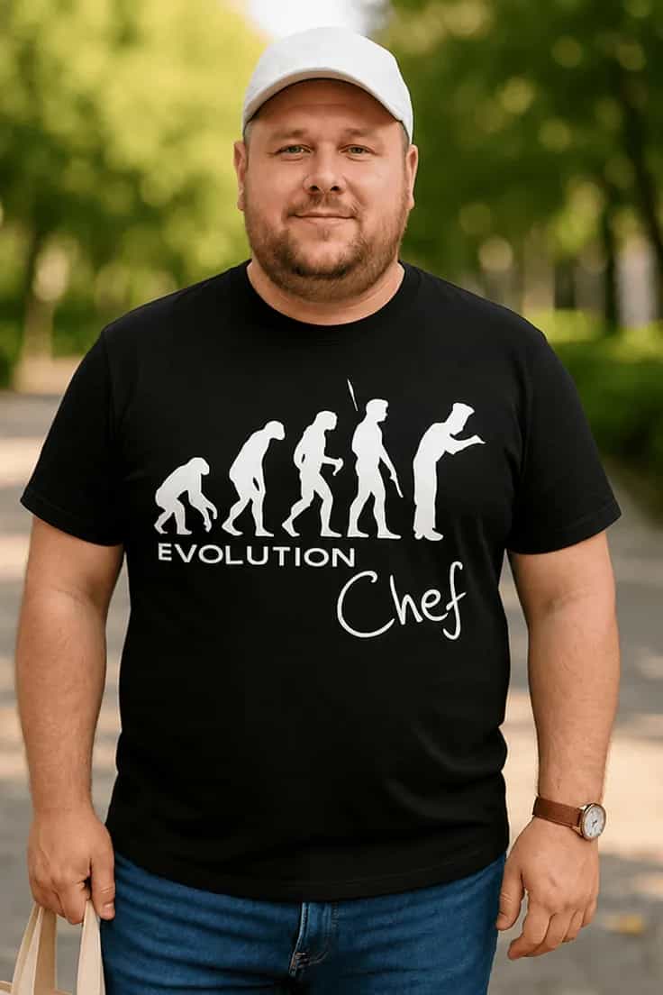 Morsom t-skjorte Evolution kokk – EVOLUTION Chef