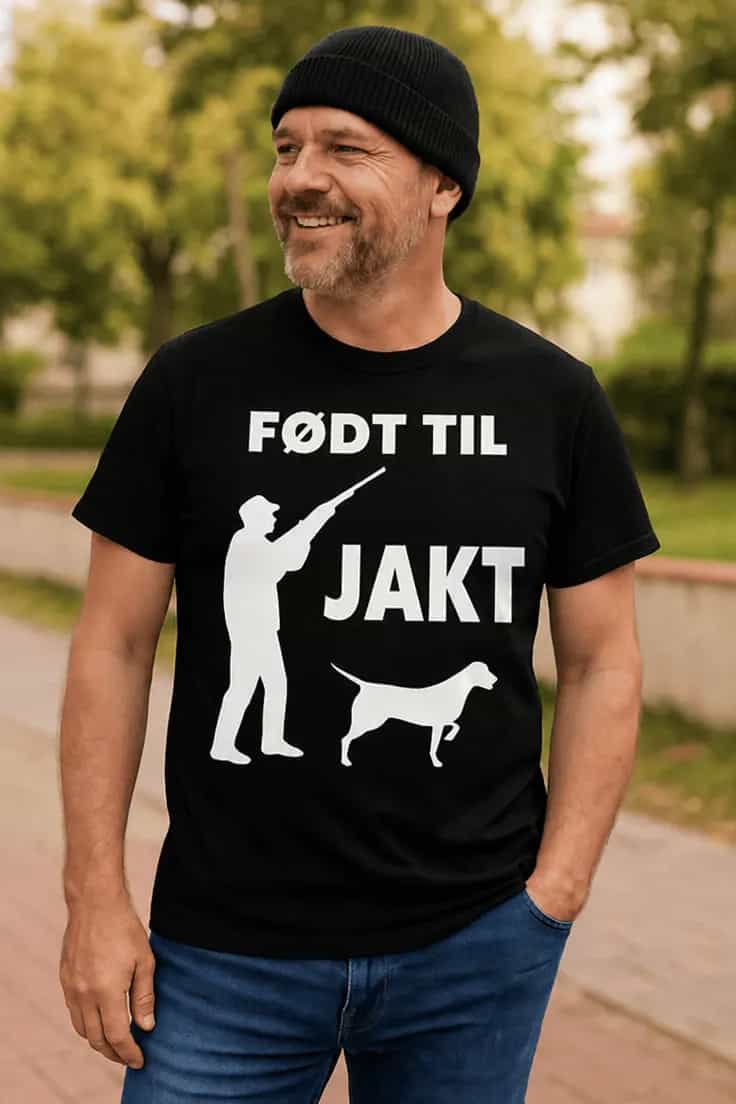Morsom t-skjorte Født til jakt – FØDT TIL JAKT