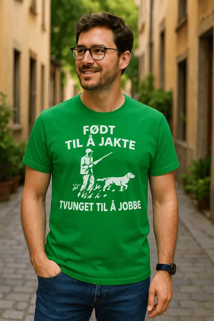 Morsom t-skjorte Født til jakt – FØDT TIL Å JAKTE