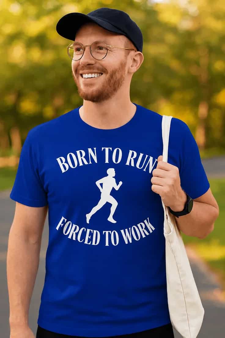 Morsom t-skjorte Født til å løpe – BORN TO RUN
