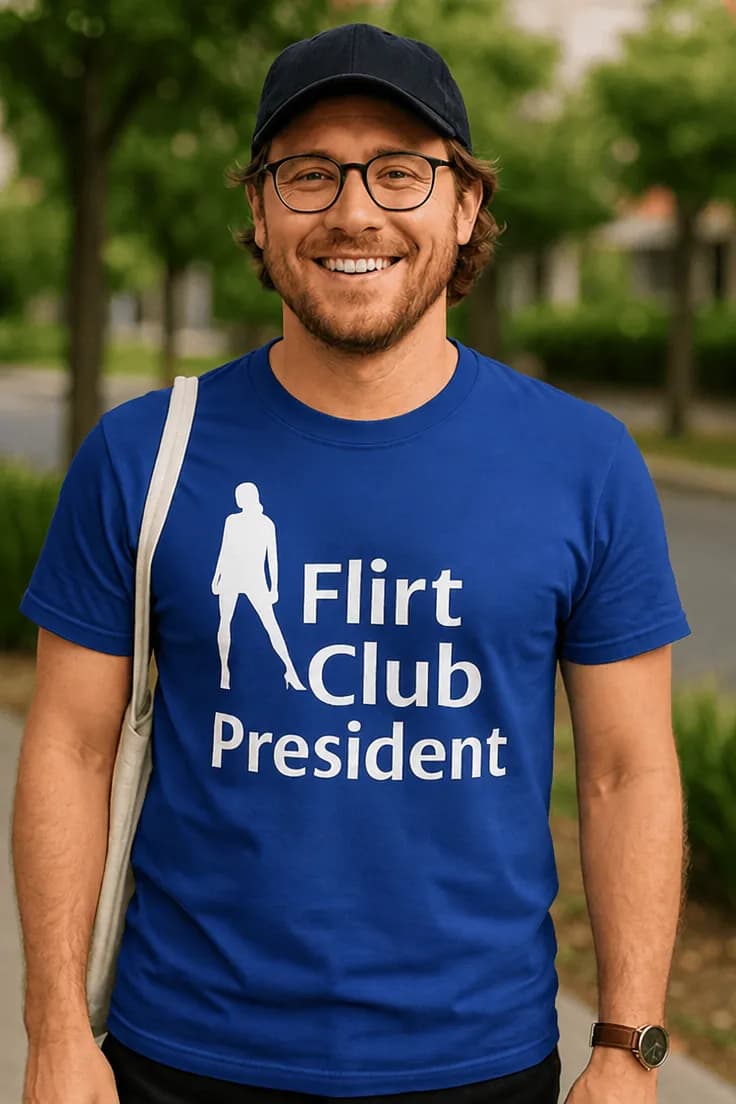 Morsom t-skjorte Flørteklubbens president