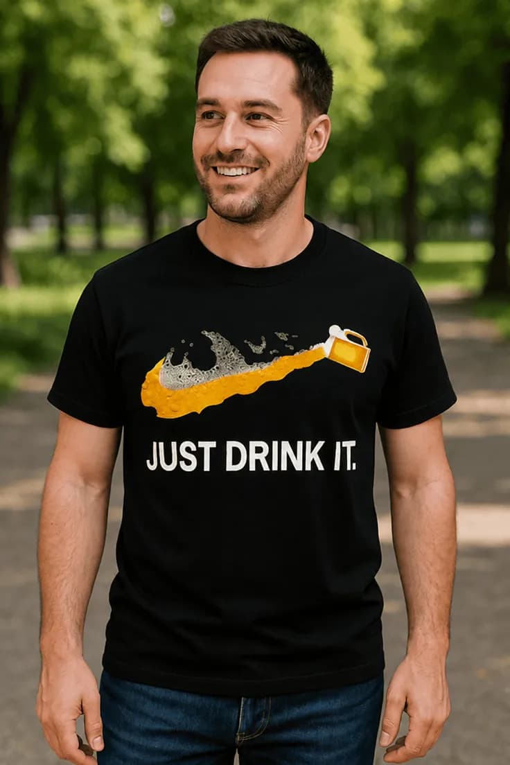 Morsom t-skjorte For ølelsker – JUST DRINK IT