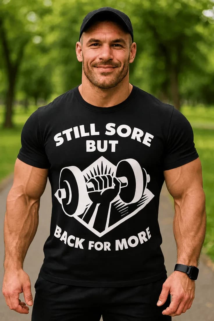 Morsom t-skjorte Fortsatt støl – STILL SORE BUT BACK