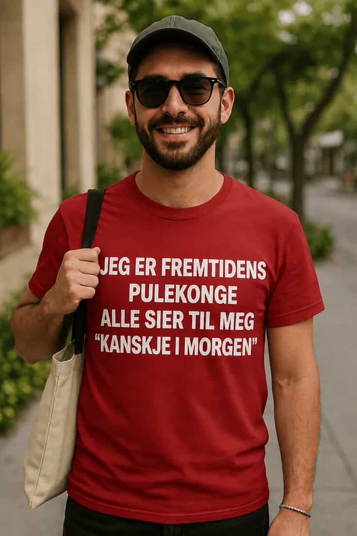 Morsom t-skjorte Fremtidens pulekonge – JEG ER F