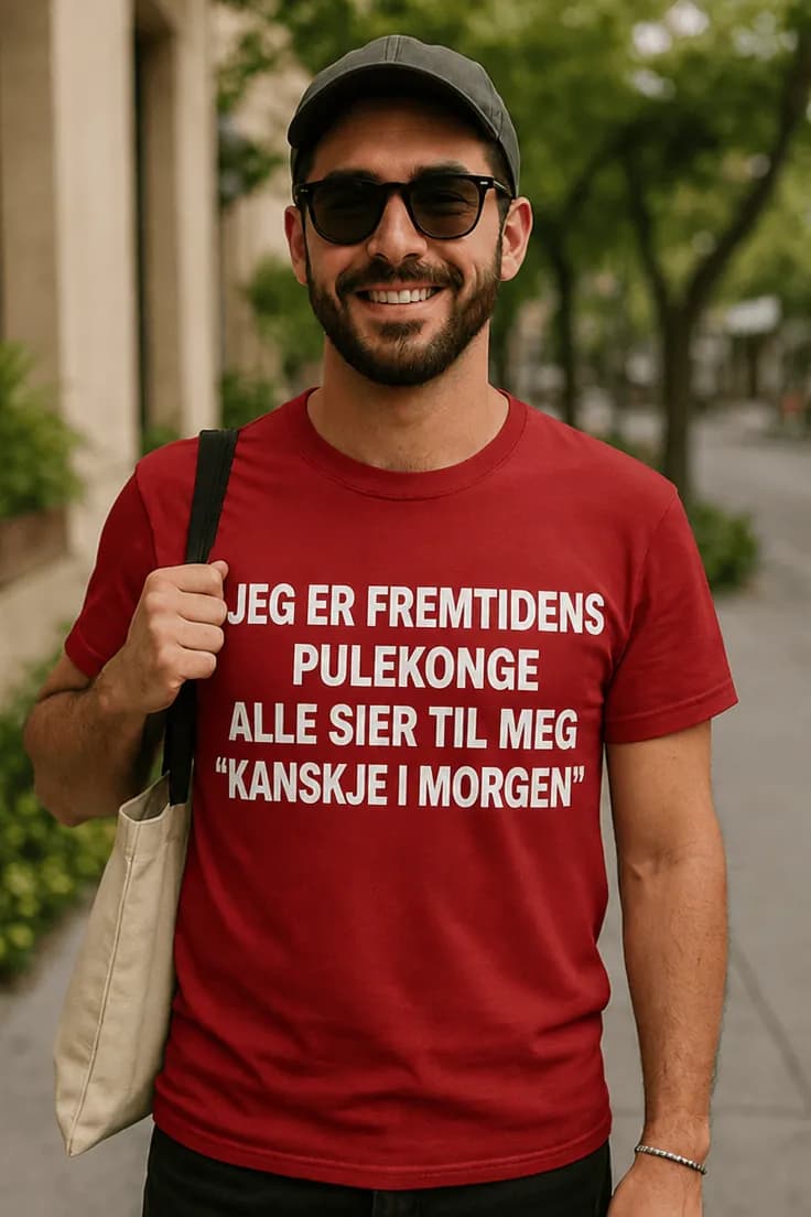 Morsom t-skjorte Fremtidens pulekonge – JEG ER F
