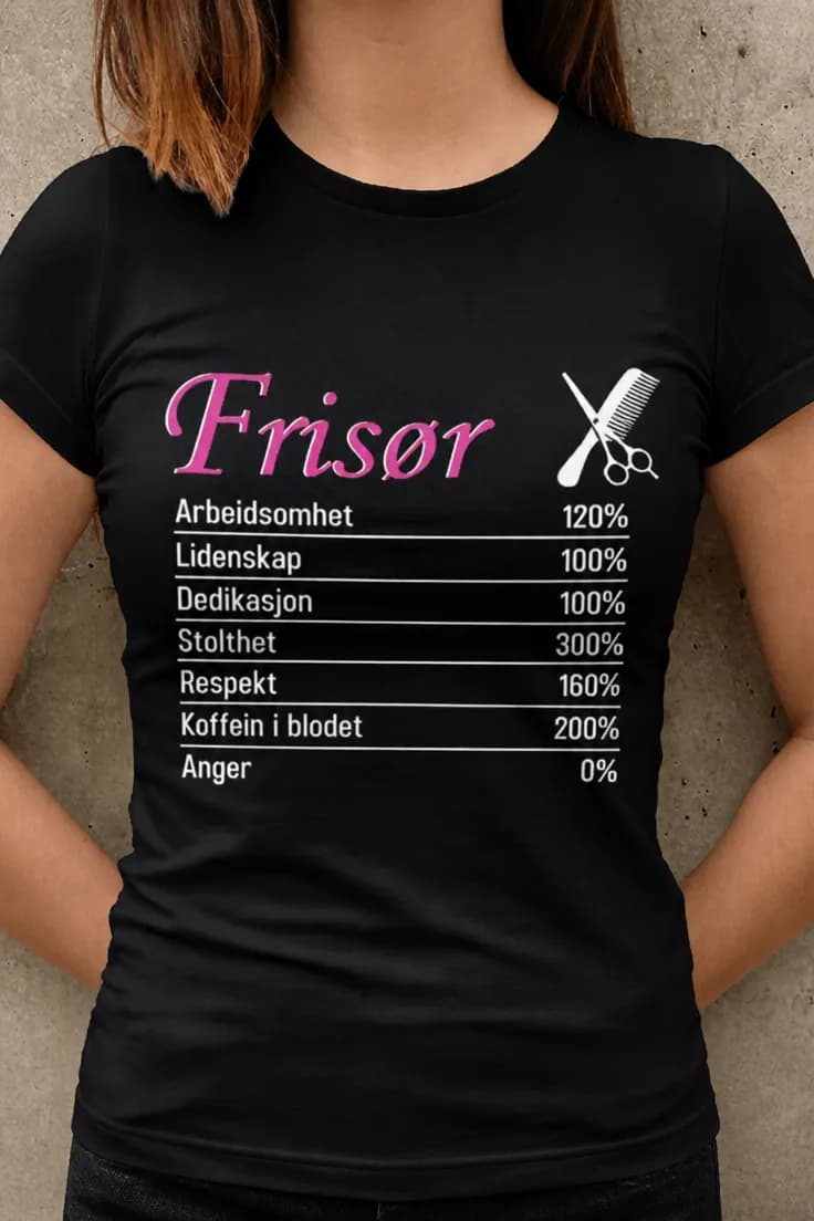 Morsom t-skjorte Frisør med full innsats