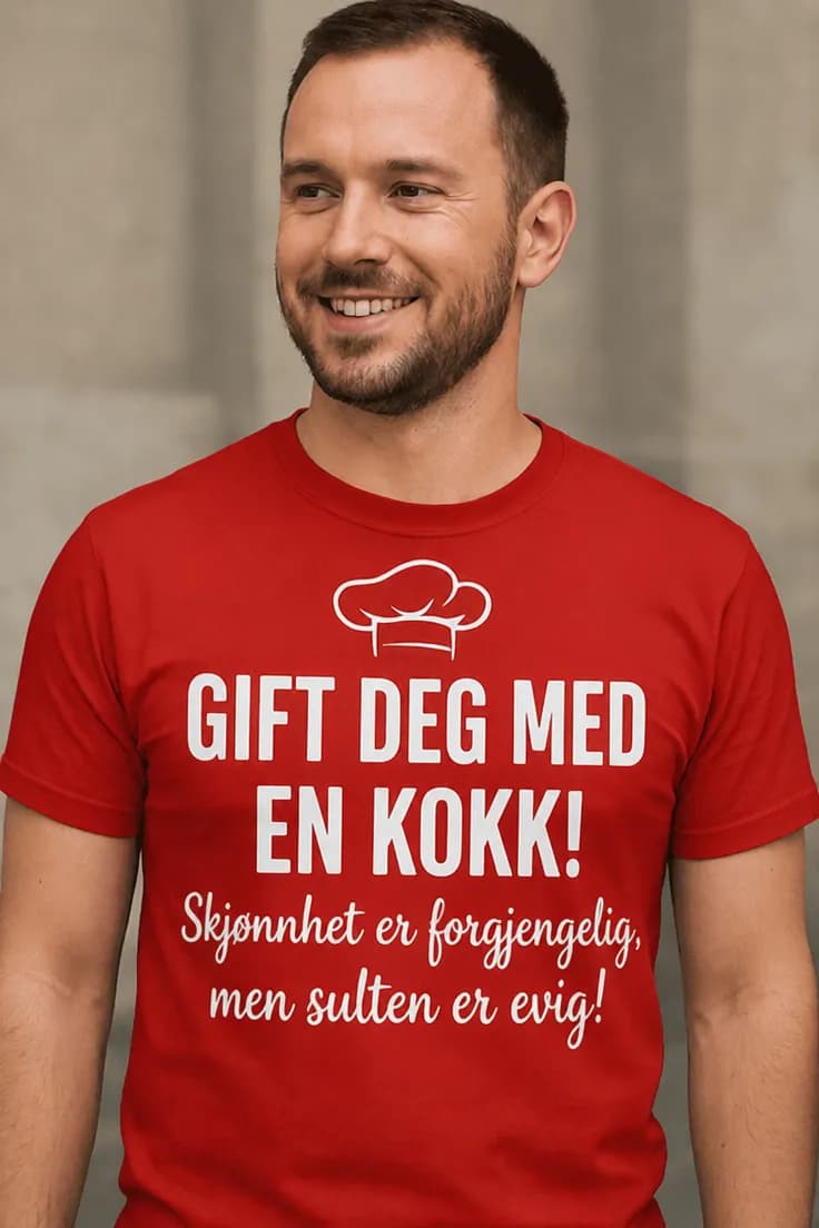 Morsom t-skjorte Gift deg med kokken – GIFT DEG MED