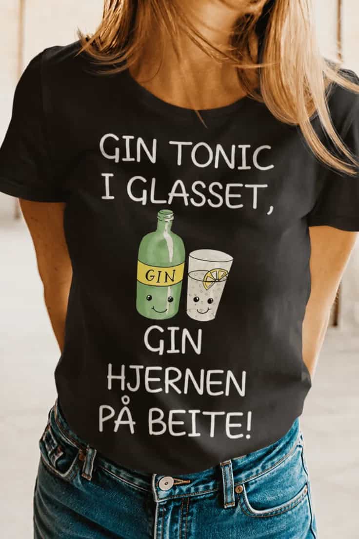 Morsom t-skjorte Gin og hjernen på beite
