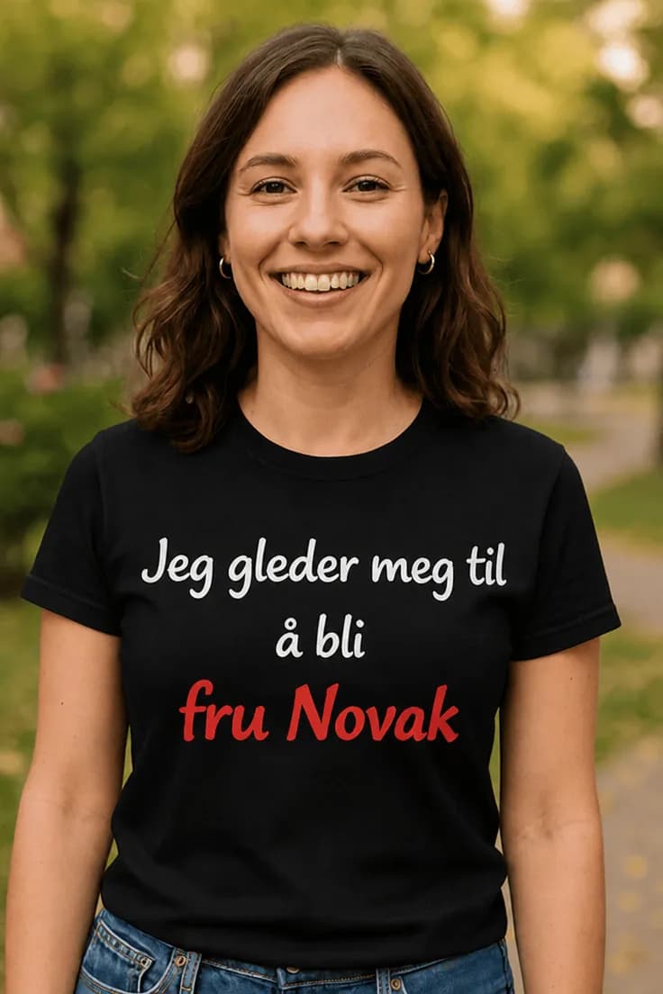 Morsom t-skjorte Gleder seg med navn – Jeg gleder