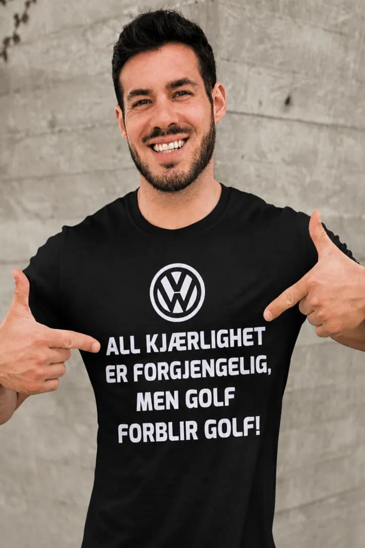 Morsom t-skjorte Golf varer evig – ALL KJÆRLIGHET