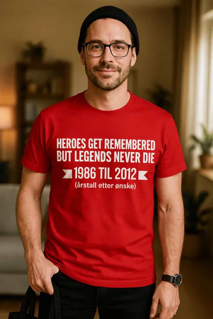T-skjorte Heroes legends med ønsket årstall