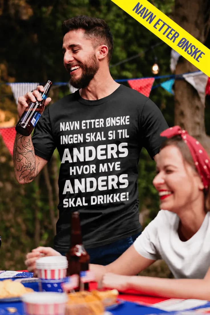 T-skjorte: Ingen bestemmer drikkingen med ønsket navn
