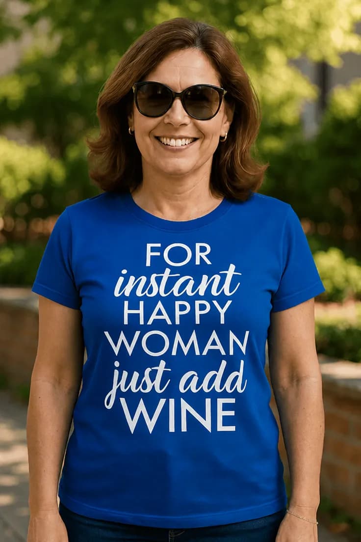 Morsom t-skjorte Instant glad med vin