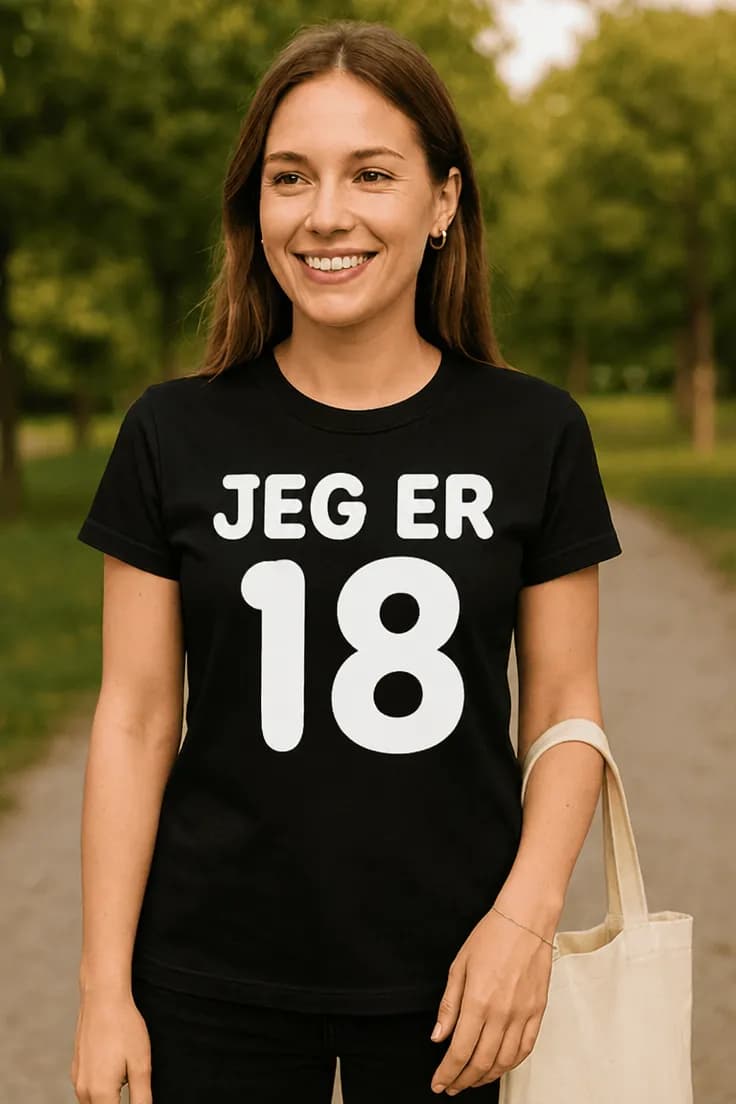 Morsom t-skjorte Jeg er 18 – JEG ER 18
