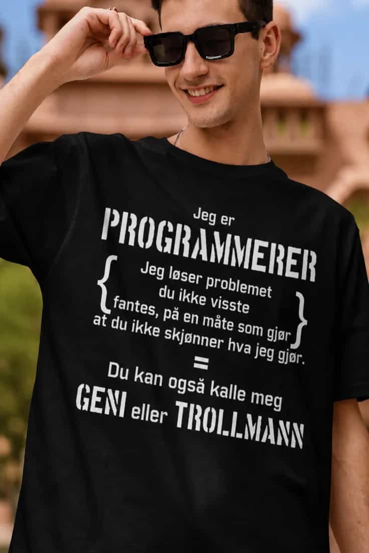 Morsom t-skjorte Jeg er programmerer