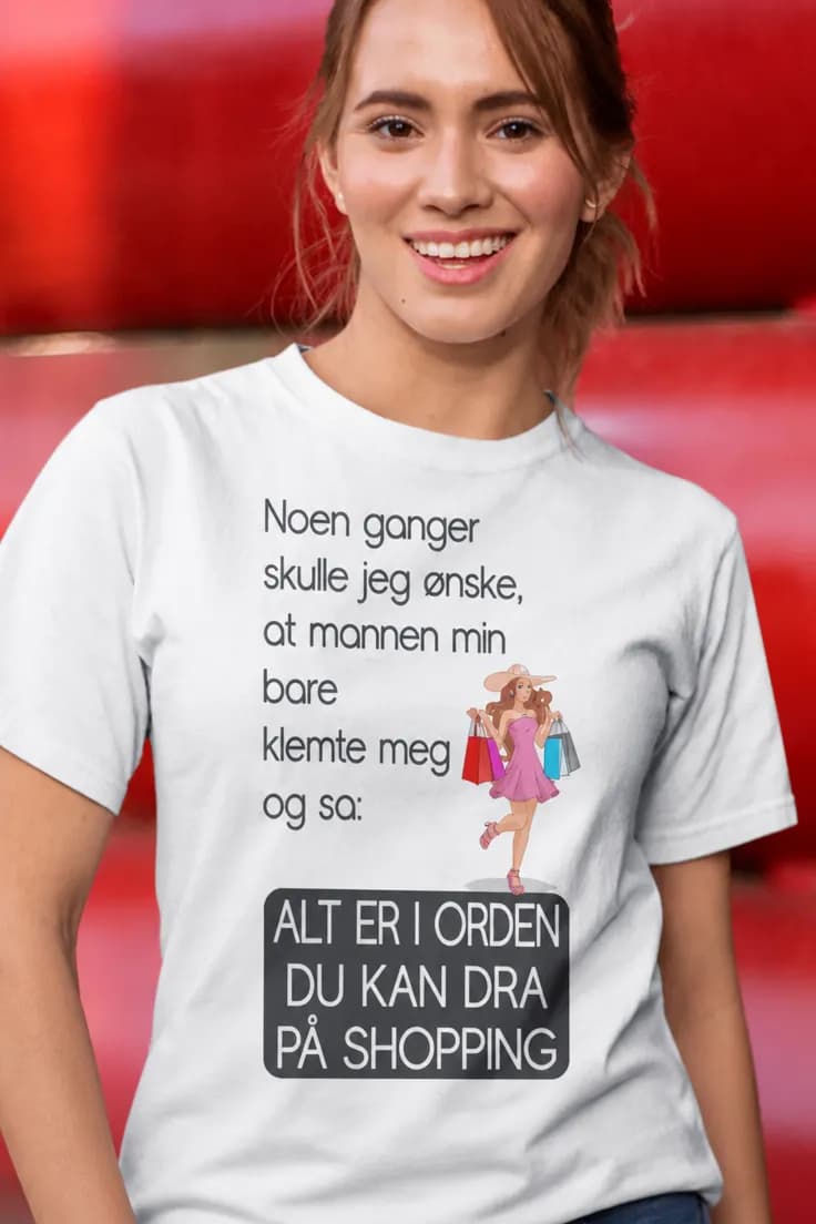 Morsom t-skjorte Kan dra på shopping