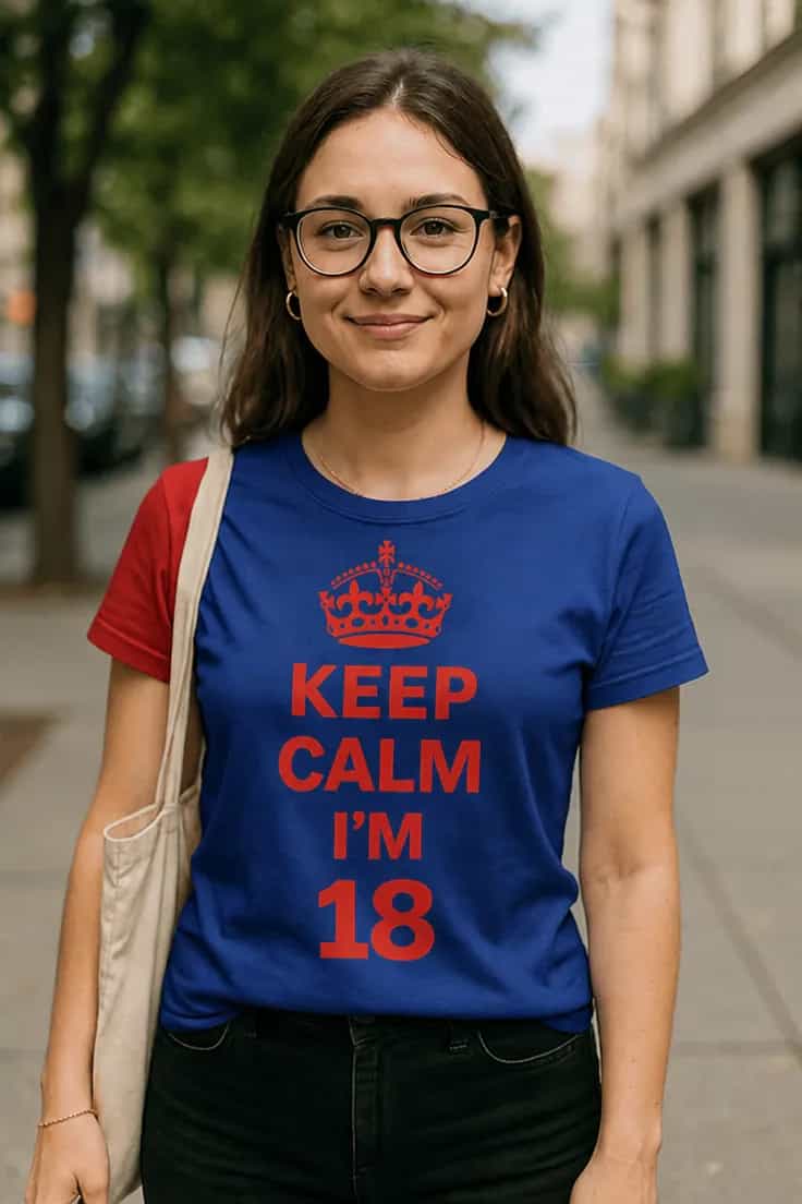 Morsom t-skjorte Keep calm 18 år – KEEP CALM I'M 18