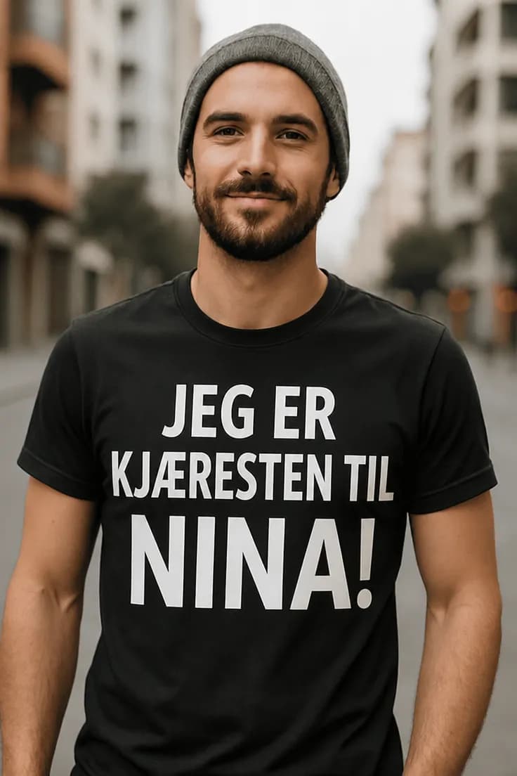 Morsom t-skjorte Kjæresten til med navn – JEG ER