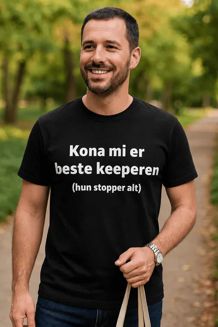 Morsom t-skjorte Kona er beste keeperen