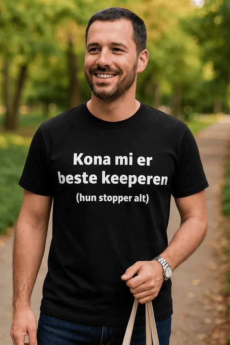 Morsom t-skjorte Kona er beste keeperen