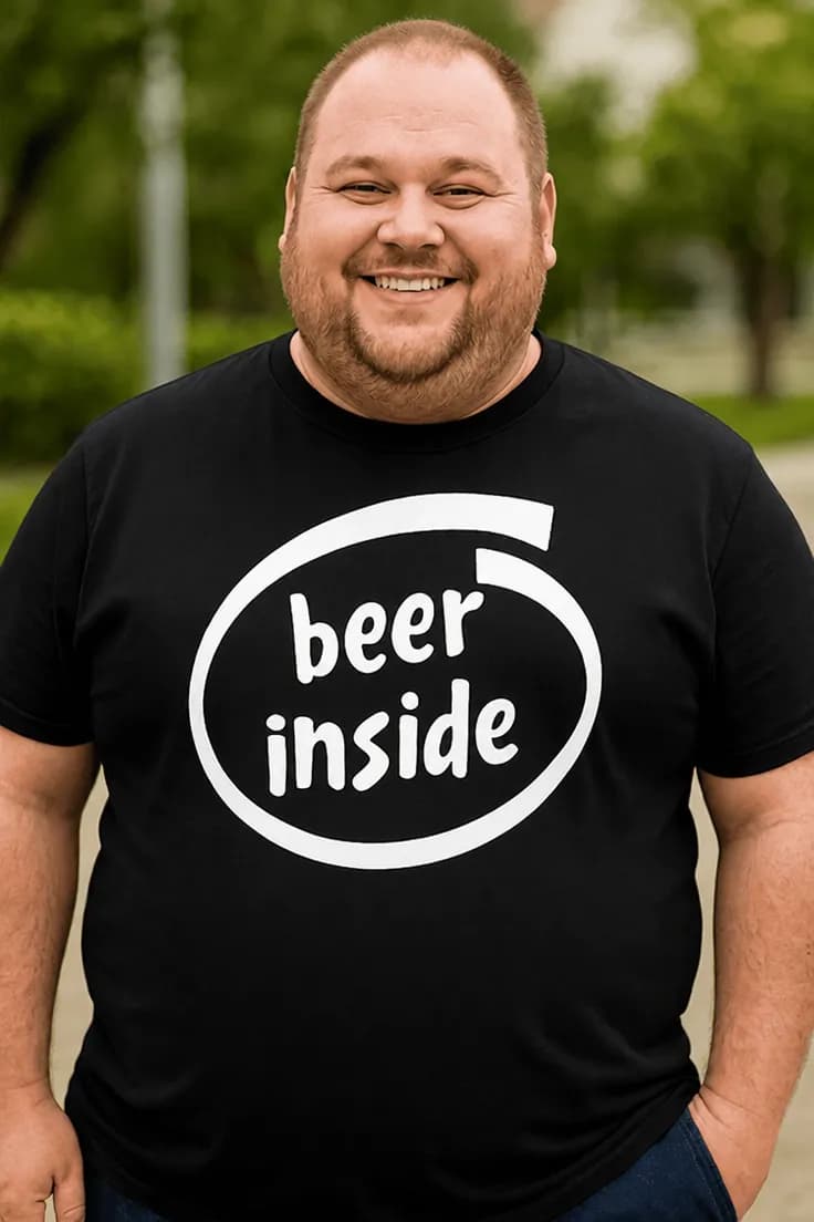 Morsom t-skjorte Øl inni – beer inside