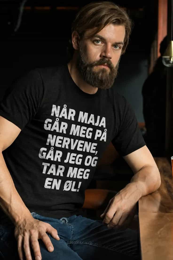 Morsom t-skjorte Øl når nervene ryker med navn