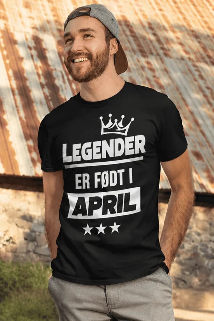 T-skjorte Legender født i april – med ønsket måned